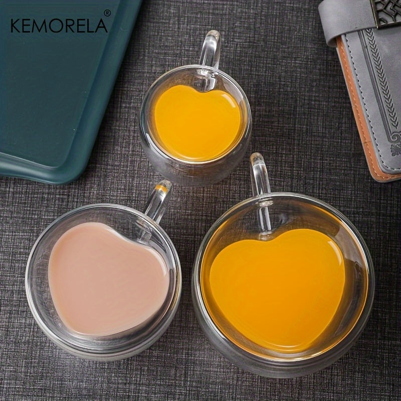 150ml/250ml Double Wall Heart Shaped Glass Coffee Mugs 5/8.5oz 8