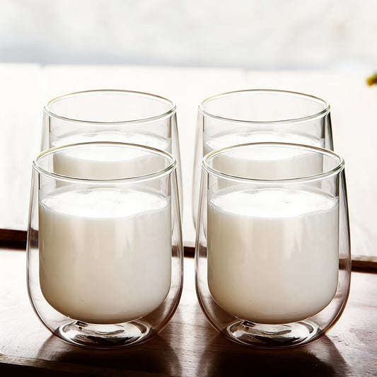 4pcs Double-Wall Glass Cup Set - Double-walled Glass Coffee Cups