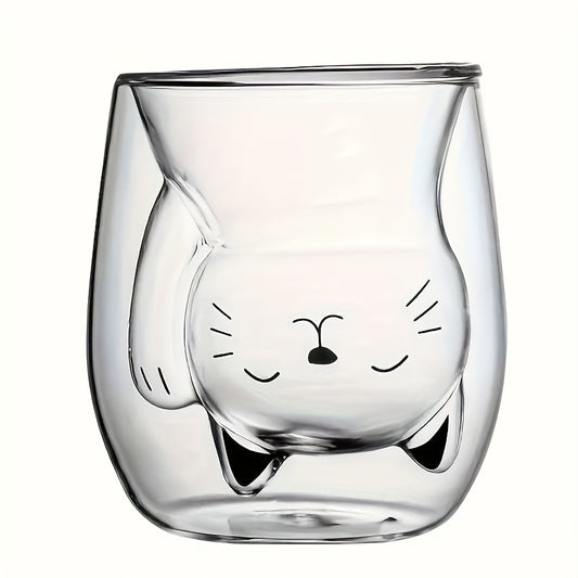 Adorable Cat Glass Coffee Mug
