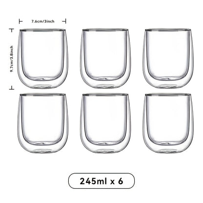 2/4/6pcs Set - High Borosilicate Double-Wall Glass Brewing Cup