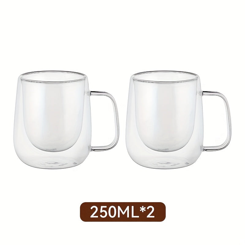 LDQ 2/4pcs High Borosilicate Double-Layer Glass Mugs
