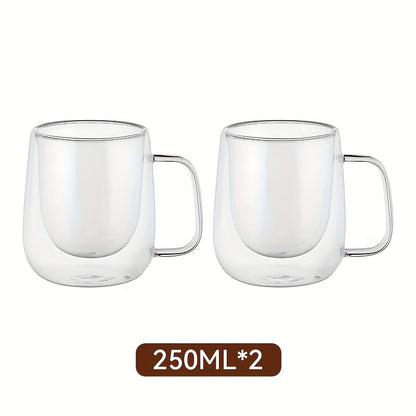 LDQ 2/4pcs High Borosilicate Double-Layer Glass Mugs