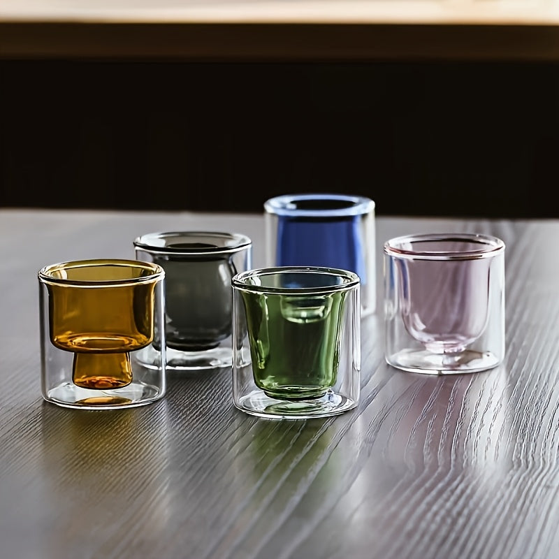 4pcs High-Temperature Resistant And Anti-Scald Double-Layer Borosilicate Glass Cup Set 3