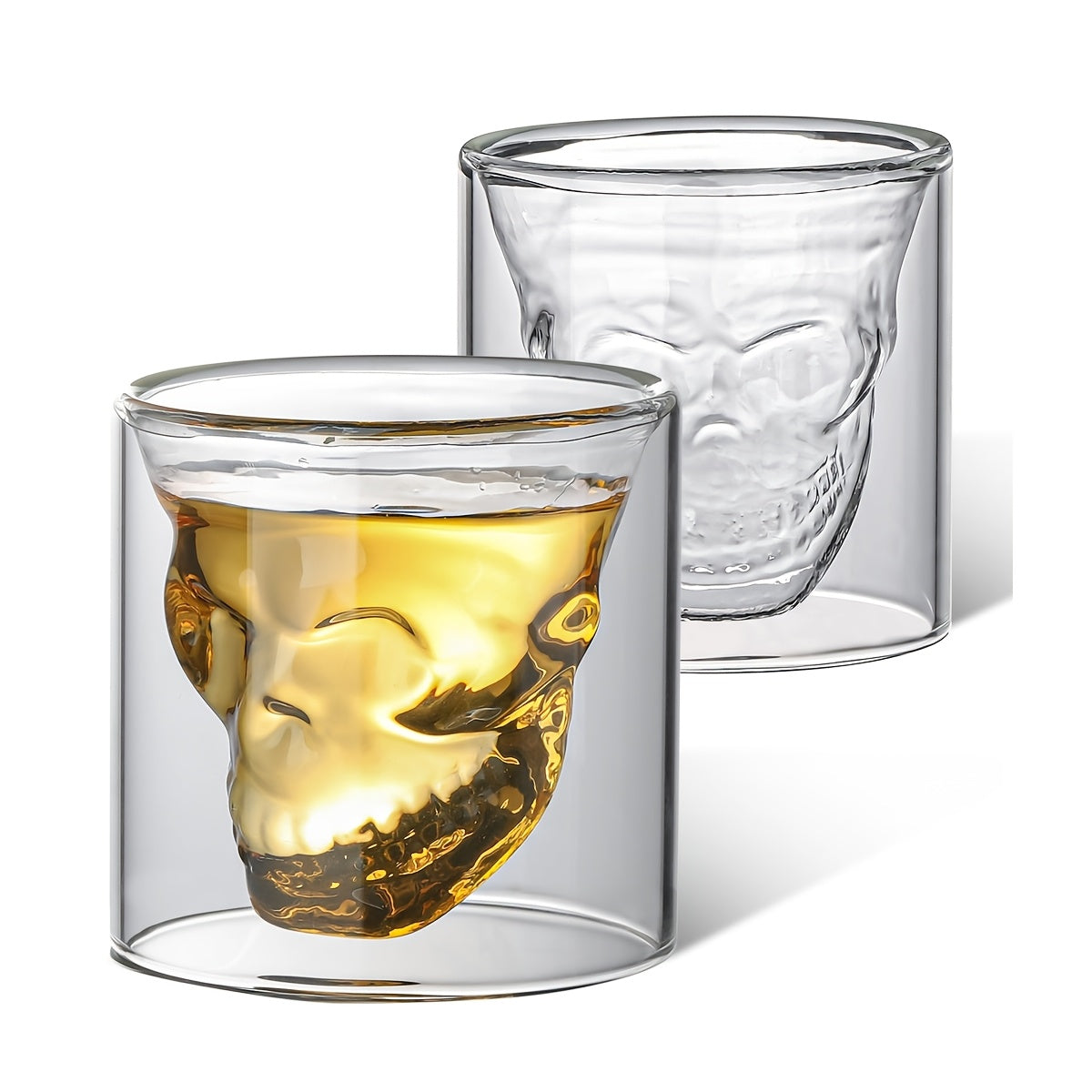 2pcs/4pcs Skull Glass Set - Large Capacity 250ml Double-Wall Glass Espresso Cups