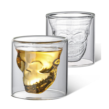 2pcs/4pcs Skull Glass Set - Large Capacity 250ml Double-Wall Glass Espresso Cups