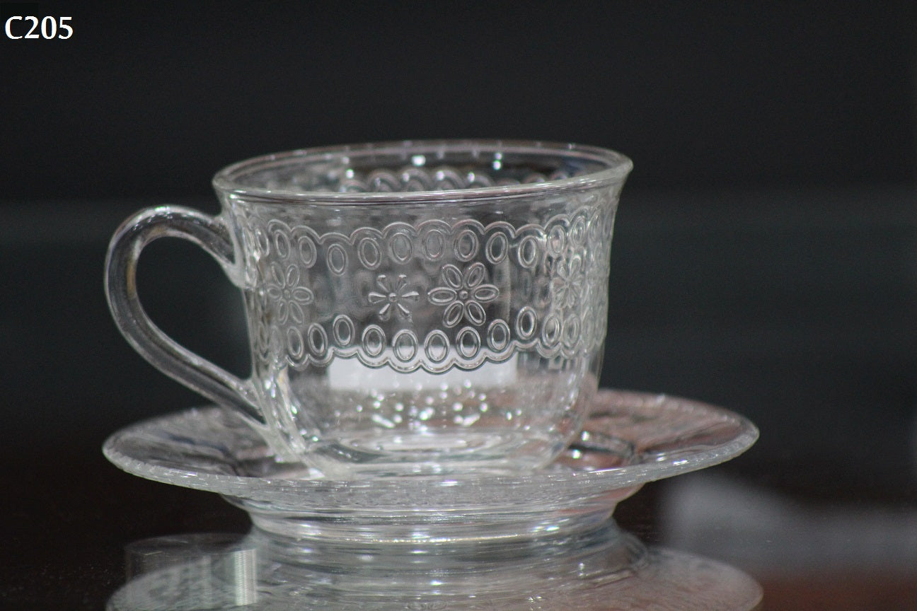 Glass Tea Cup and Saucer