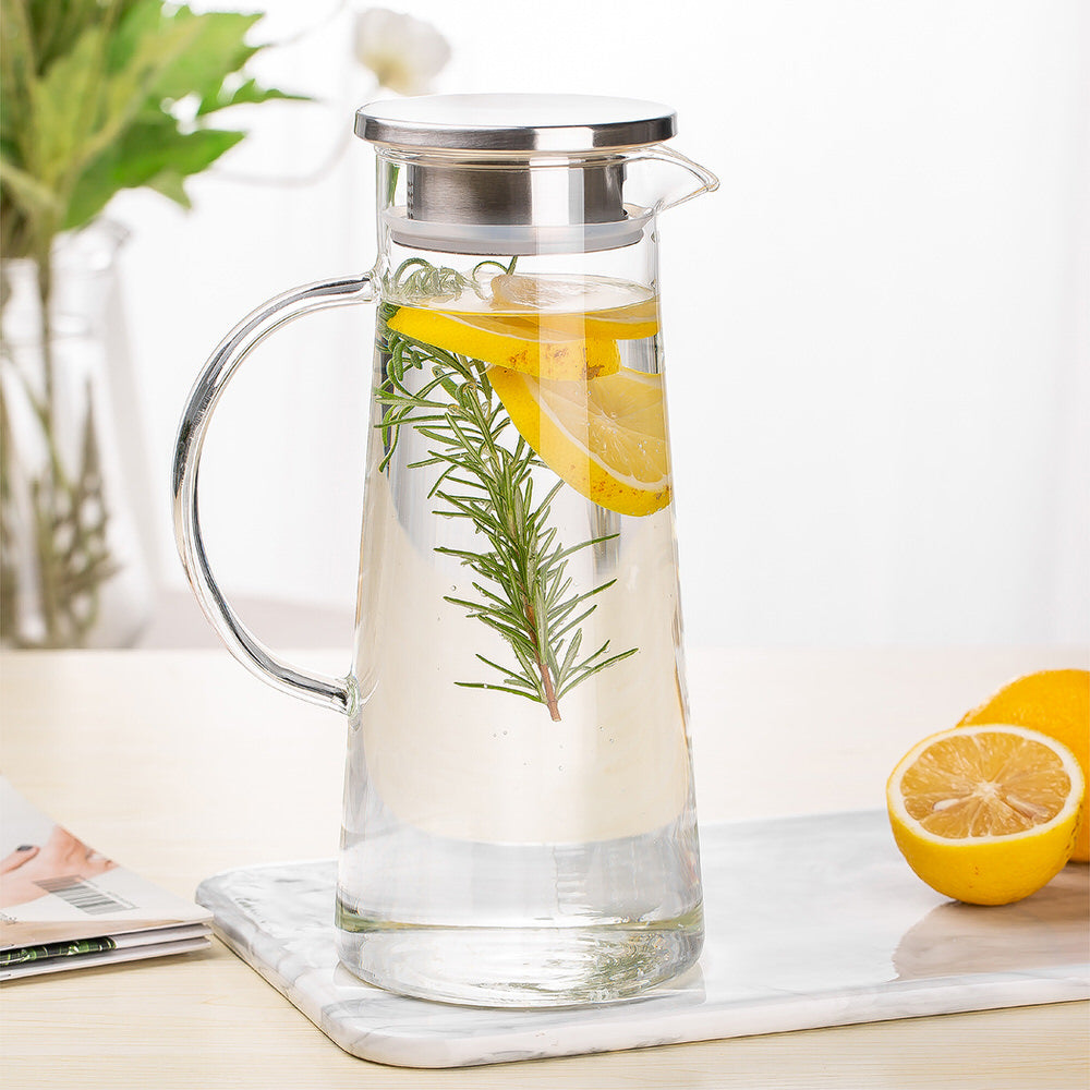 J-714-Heat & Cold Resistant Glass Jug with Lid