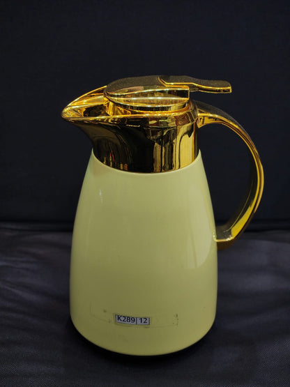 K-289-1 Liter Golden Carafe/Thermos/Flask-Glass Interior- 8 Hours Heat & Cold Retention