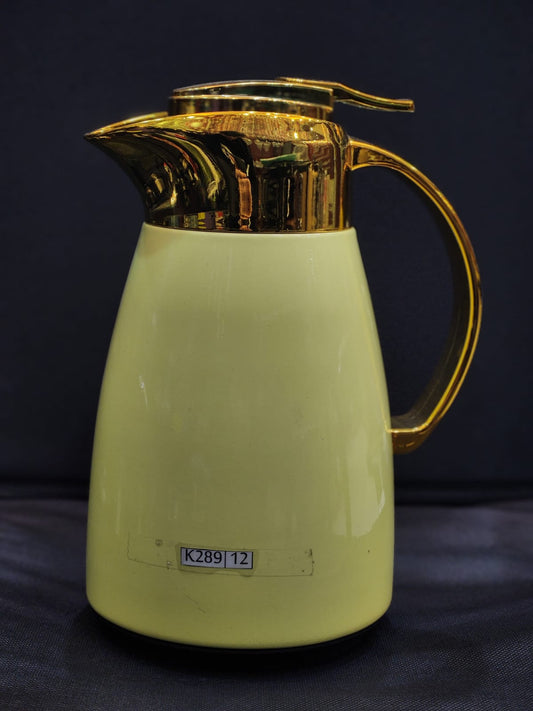 K-289-1 Liter Golden Carafe/Thermos/Flask-Glass Interior- 8 Hours Heat & Cold Retention