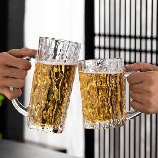 M-313-Premium Glass Beer Mugs/Beer Glasses - Set of 6, Transparent